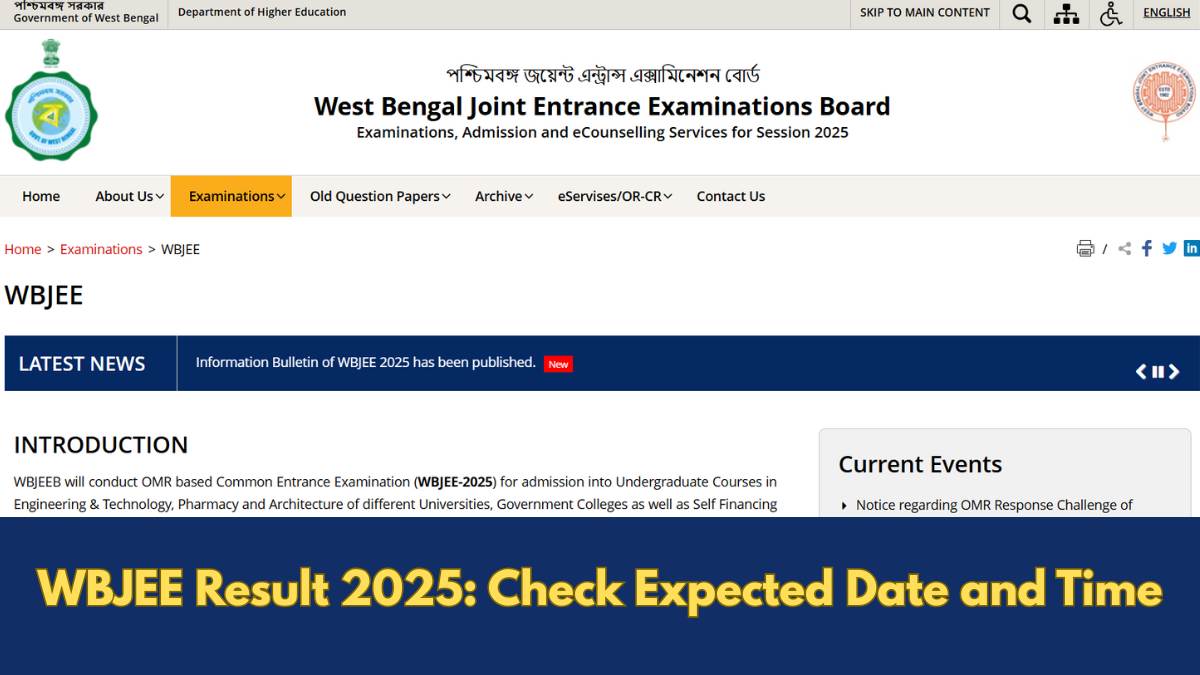 WBJEE Result 2025: Check Expected Date and Time, Official Website Link, Steps to Download Scorecard at wbjeeb.nic.in